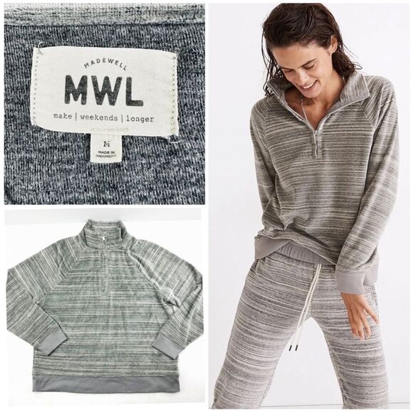 Madewell Velour Space Dyed Gray Slim Jogger 2 Piece Lounge/Travel Set! - Picture 13 of 13